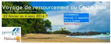 Conférence 11 septembre- Voyage de ressourcement au Costa-Rica